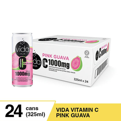 [CARTON] VIDA Vitamin C Sparkling 24x325ml - Pink Guava Flavour