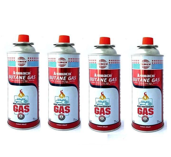 4-Pieces Asmaco Butane Gas Notch Type Cartridge 220g