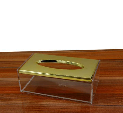 Acrylic Clear And Gold Tissue Box