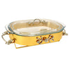 Rectangular Oval With Glass Lid and Metal Stand