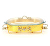 Rectangular Oval With Glass Lid and Metal Stand