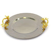 Silver Round Tray With Golden Handle