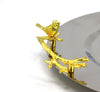 Silver Round Tray With Golden Handle