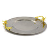 Silver Round Tray With Golden Handle