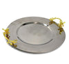 Silver Round Tray With Golden Handle
