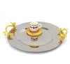 Silver Round Tray With Golden Handle