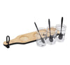 Wooden Serving Board Plank with 3 Glasses Set